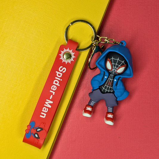 Ottavo Cute Cartoon 3D Silicone High -Quality PVC Material Keychain, Suitable for Boys and Girls(Spiderman Blue Hood)