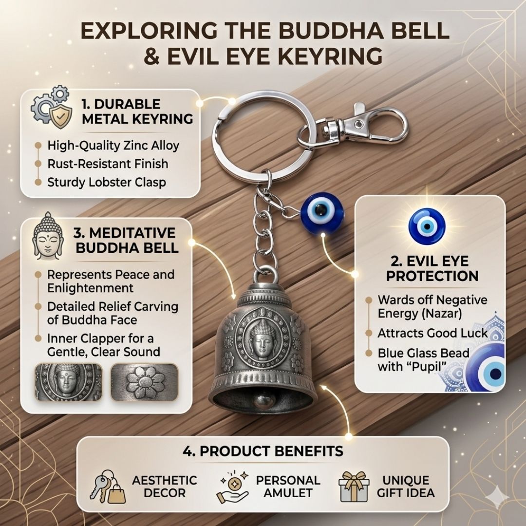 OTTAVO Guardian Bell for Motorcycle Buddhabell - Ride Safe Protection Charm (Unique Rakhi Gift for Biker Brother)