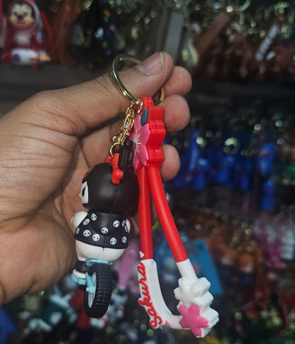 Ottavo Cute Cartoon 3D Silicone High -Quality PVC Material Keychain, Suitable for Boys and Girls(Spiderman Black Hoodi dori) (Kuromi on Bicycle)