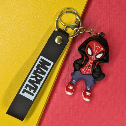 Ottavo Cute Cartoon 3D Silicone High -Quality PVC Material Keychain, Suitable for Boys and Girls(Spiderman Black Hood)