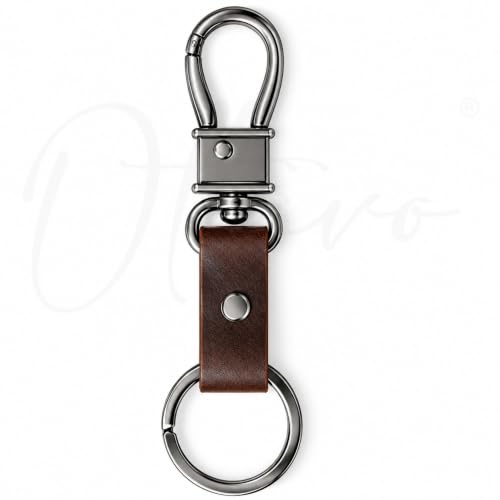 OTTAVO Full Grain Leather Keychain with Carabiner Hook & Key Ring