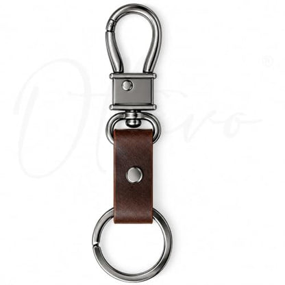 OTTAVO Full Grain Leather Keychain with Carabiner Hook & Key Ring