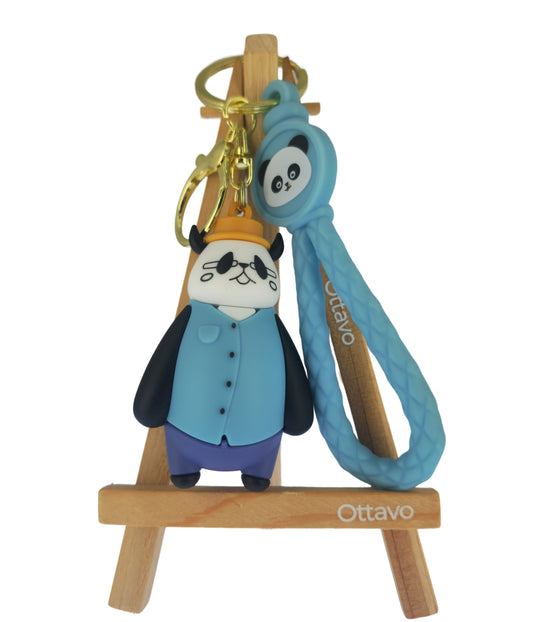 Ottavo Cute Cartoon 3D Silicone High -Quality PVC Material Keychain, Suitable for Boys and Girls(Spiderman Black Hoodi dori) (Panda in new Look)