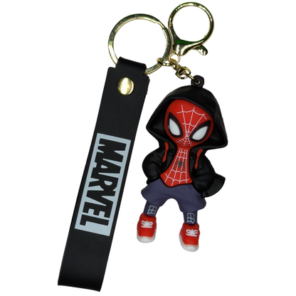 Ottavo Cute Cartoon 3D Silicone High -Quality PVC Material Keychain, Suitable for Boys and Girls(Spiderman Black Hood)