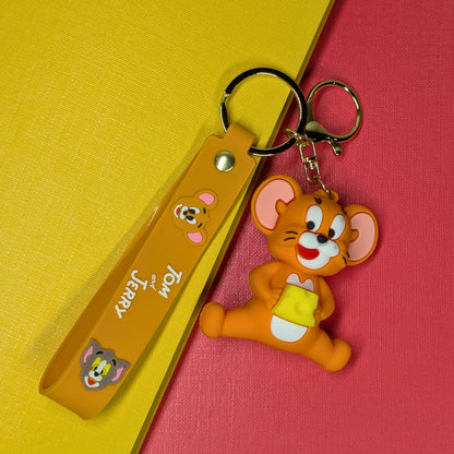 Ottavo Cute Cartoon 3D Silicone High -Quality PVC Material Keychain, Suitable for Boys and Girls(Jerry with chees)