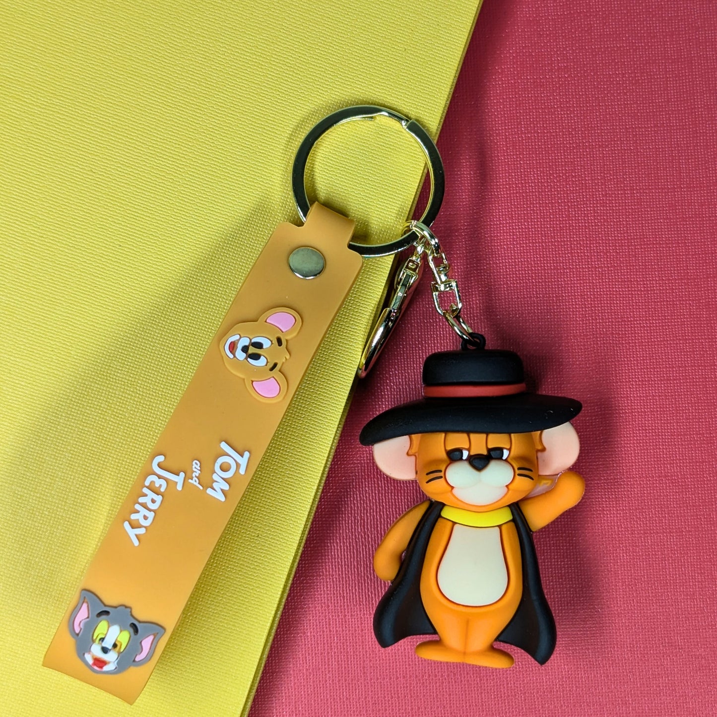 Ottavo Cute Cartoon 3D Silicone High -Quality PVC Material Keychain, Suitable for Boys and Girls(Jerry With Hat)