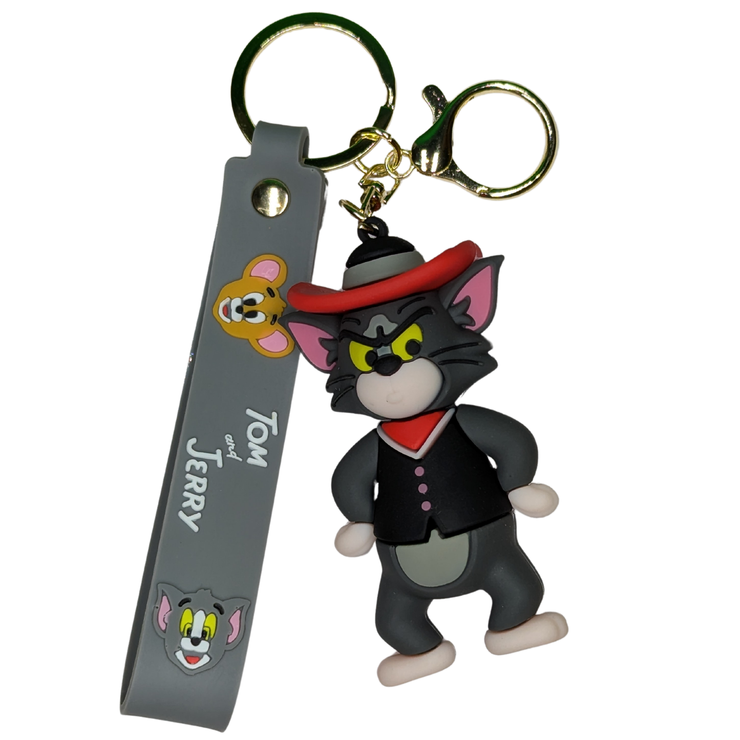 Ottavo Cute Cartoon 3D Silicone High -Quality PVC Material Keychain, Suitable for Boys and Girls(Tom with Hat)