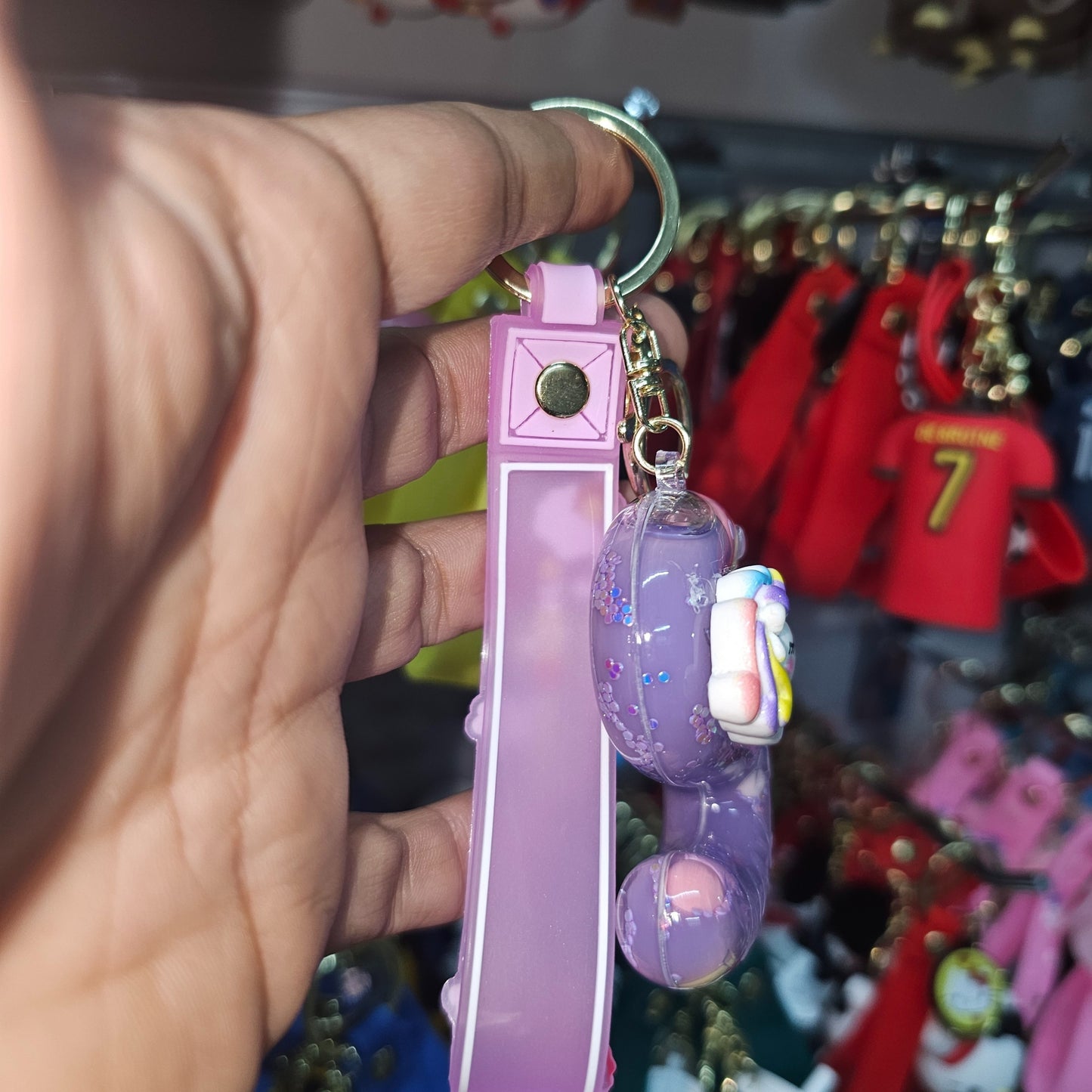 OTTAVO Unicorn Theme Alphabet Letter Glitter Keychain, PVC Water Globe Design, Decorative Bag Charm and Key Ring (Alphabet Letter S)