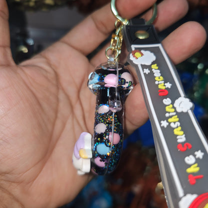 OTTAVO Unicorn Theme Alphabet Letter Glitter Keychain, PVC Water Globe Design, Decorative Bag Charm and Key Ring (Alphabet Letter J)