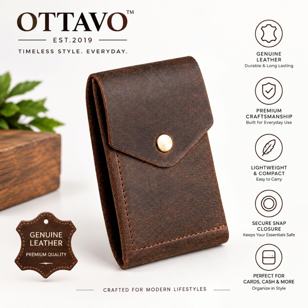 OTTAVO Full Grain Leather Vertical Slim Wallet for Men