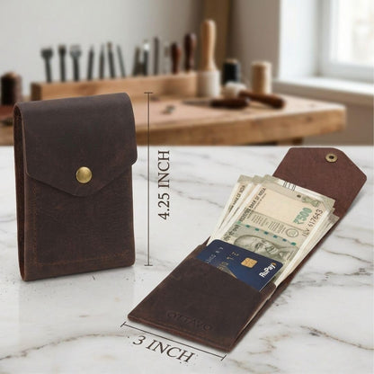 OTTAVO Full Grain Leather Vertical Slim Wallet for Men