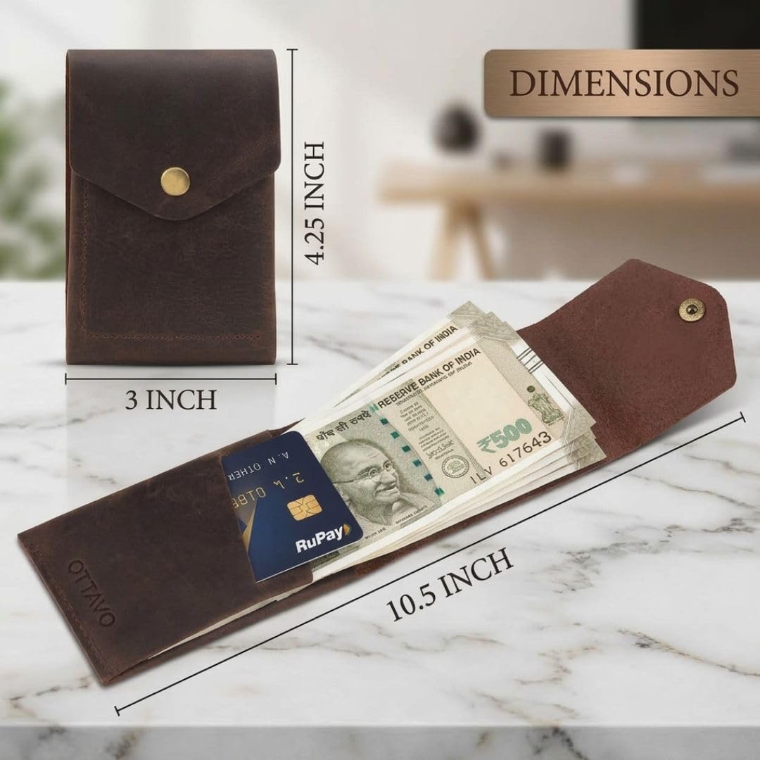 OTTAVO Full Grain Leather Vertical Slim Wallet for Men