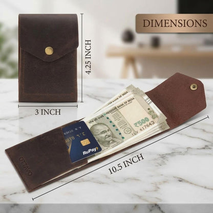 OTTAVO Full Grain Leather Vertical Slim Wallet for Men