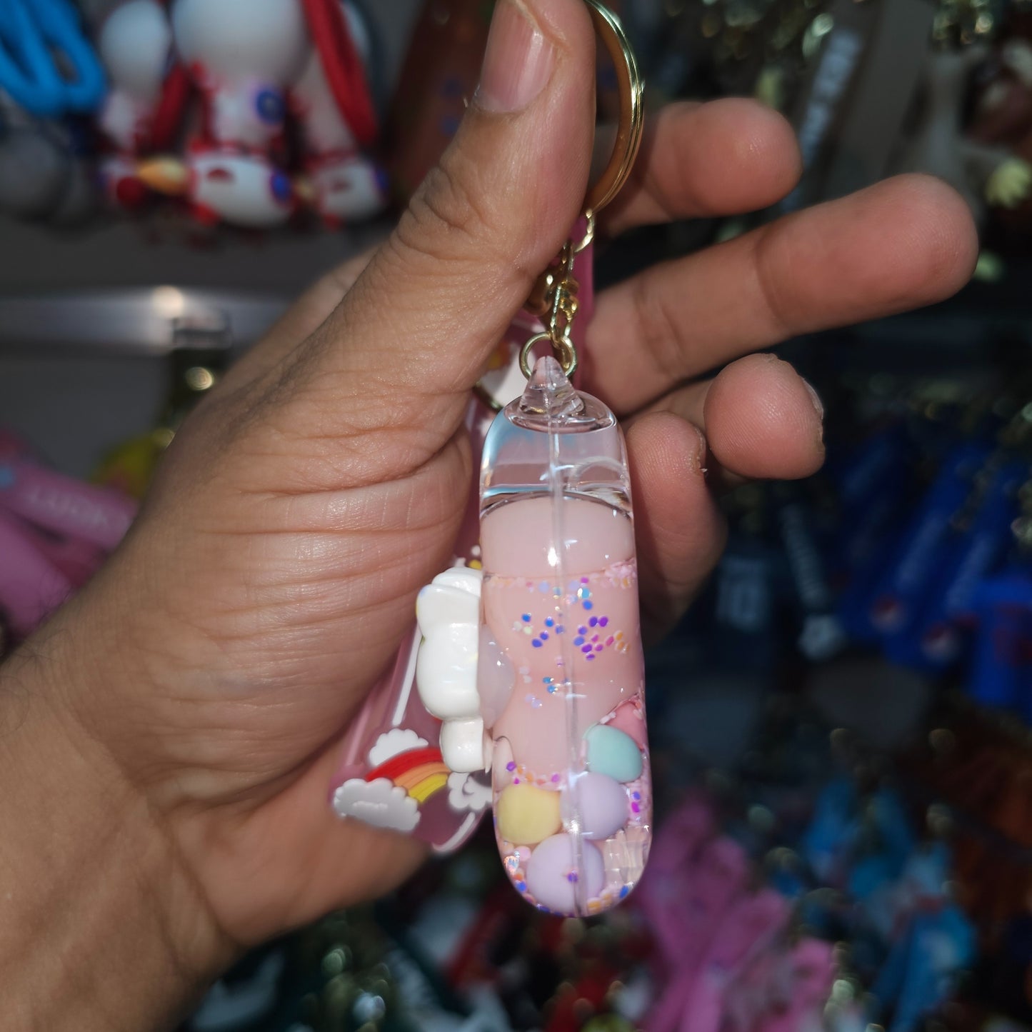 OTTAVO Unicorn Theme Alphabet Letter Glitter Keychain, PVC Water Globe Design, Decorative Bag Charm and Key Ring (Alphabet Letter R)