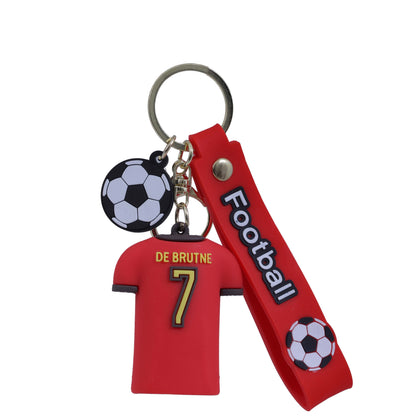 Ottavo Cute Cartoon 3D Silicone High -Quality PVC Material Keychain, Suitable for Boys and Girls(Football Player De Brutne)