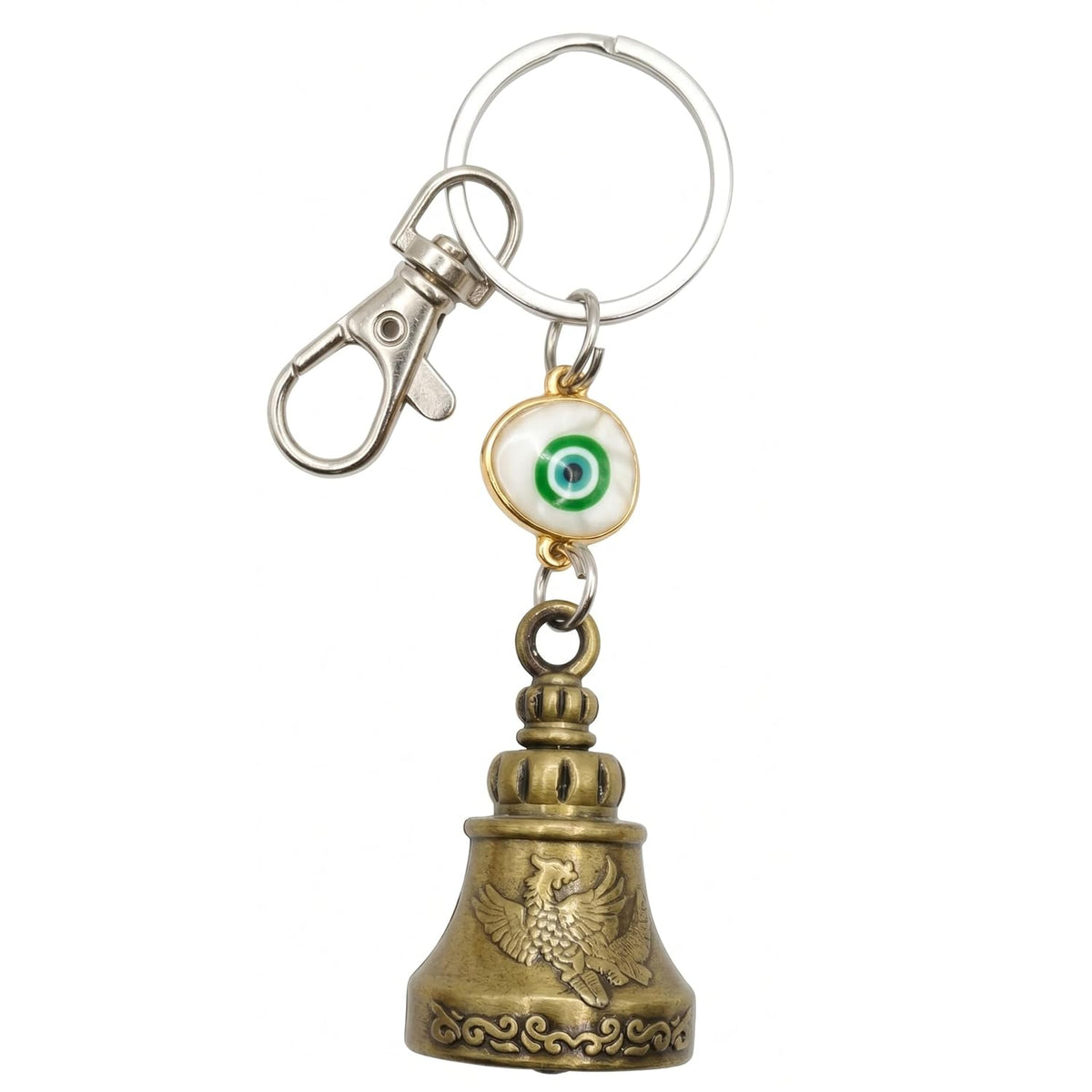 OTTAVO Guardian Bell Keychain with Evil Eye | Laser Engrave Wooden Gift Box