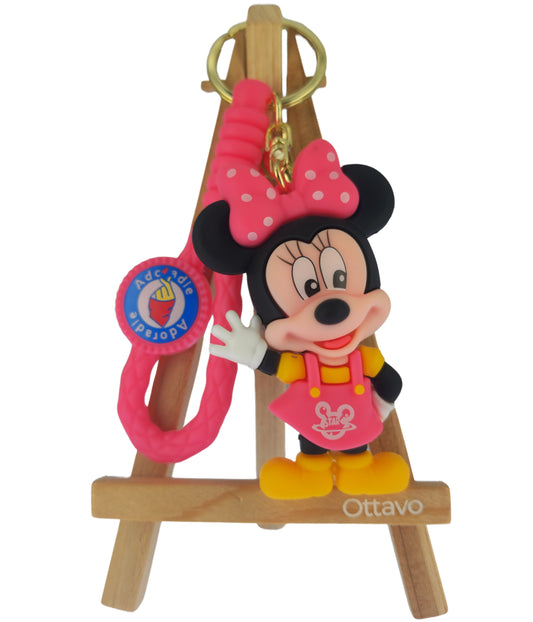 Ottavo Cute Cartoon 3D Silicone High -Quality PVC Material Keychain, Suitable for Boys and Girls(Spiderman Black Hoodi dori) (Minnie))