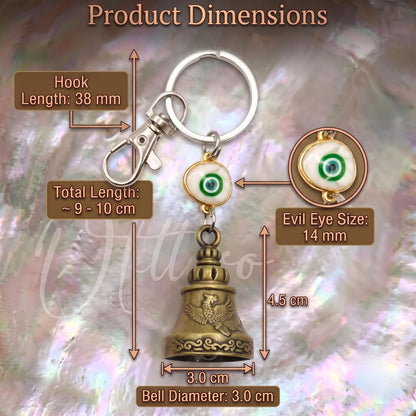 OTTAVO Guardian Bell Keychain with Evil Eye | Laser Engrave Wooden Gift Box