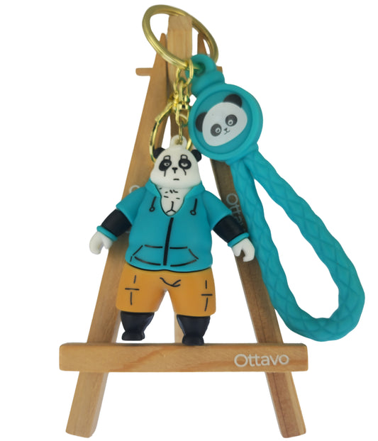 Ottavo Cute Cartoon 3D Silicone High -Quality PVC Material Keychain, Suitable for Boys and Girls(Spiderman Black Hoodi dori) (Panda in new Look 1)