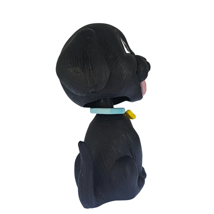 OTTAVO Dog Bobblehead, Dashboard Spring Doll Decoration, Cute Wobble Head Showpiece for Car, Office, Study Table, Black (Black)