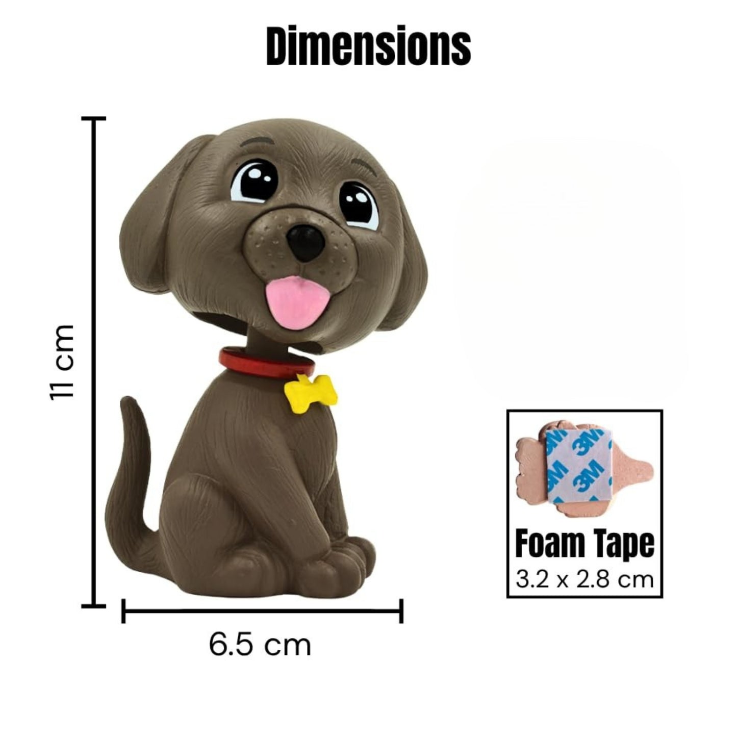 OTTAVO Dog Bobblehead, Dashboard Spring Doll Decoration, Cute Wobble Head Showpiece for Car, Office, Study Table, Black (Black)