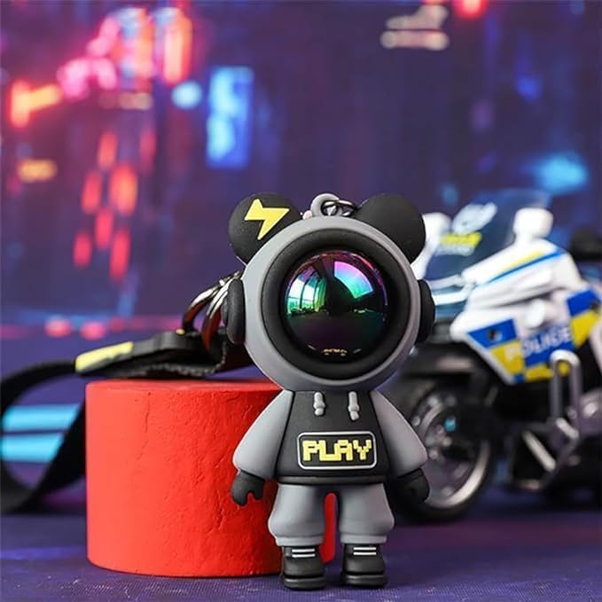 Ottavo Cute Cartoon 3D Silicone High -Quality PVC Material Keychain, Suitable for Boys and Girls(Astronaut Gray)