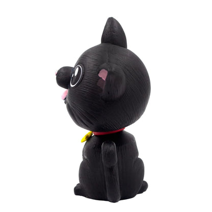 OTTAVO Cat Bobblehead, Dashboard Spring Doll Decoration, Cute Wobble Head Showpiece for Car, Office, Study Table, Black (Black)
