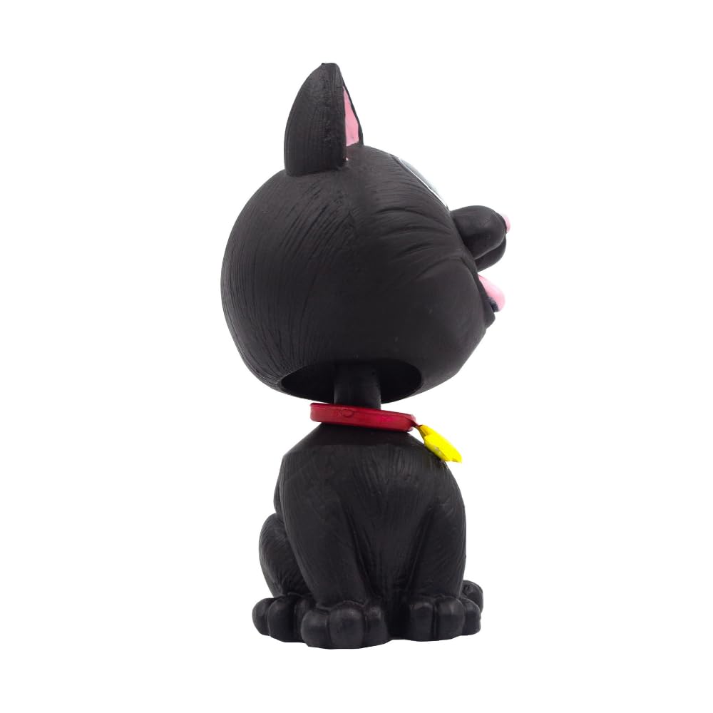 OTTAVO Cat Bobblehead, Dashboard Spring Doll Decoration, Cute Wobble Head Showpiece for Car, Office, Study Table, Black (Black)