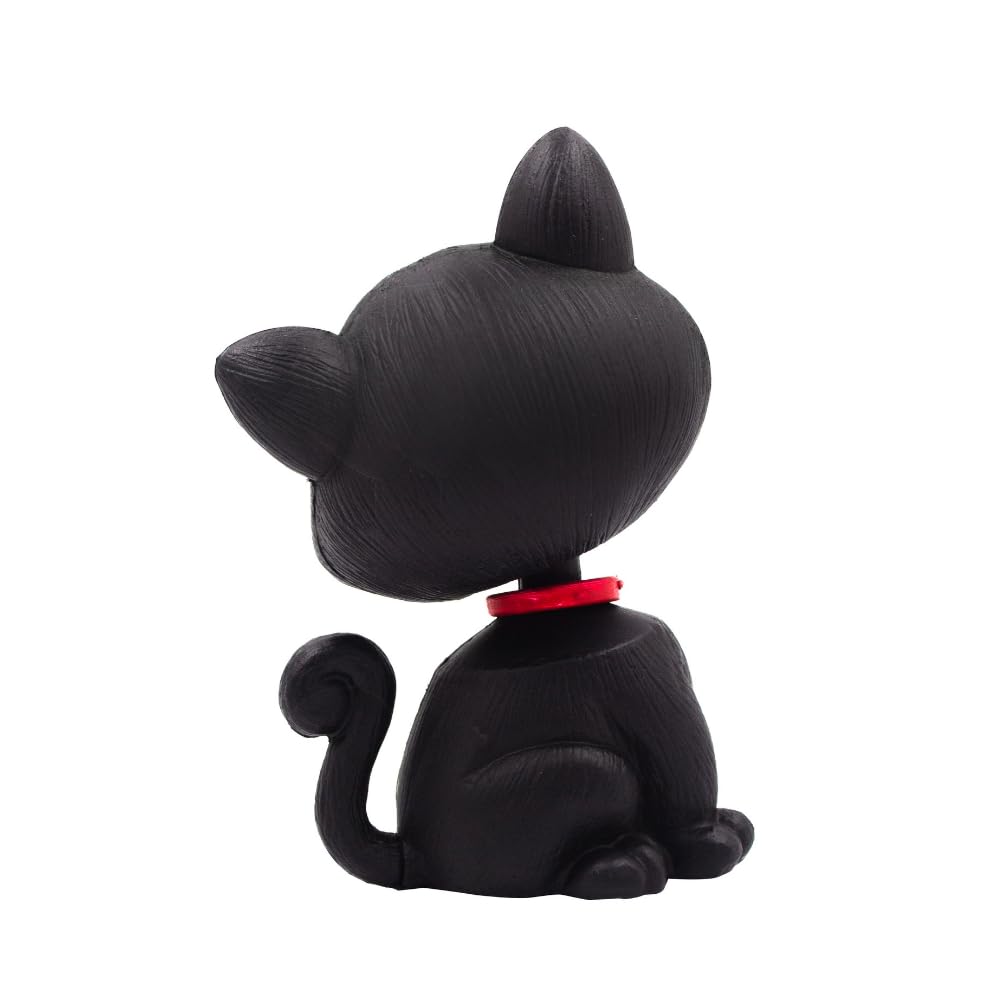 OTTAVO Cat Bobblehead, Dashboard Spring Doll Decoration, Cute Wobble Head Showpiece for Car, Office, Study Table, Black (Black)