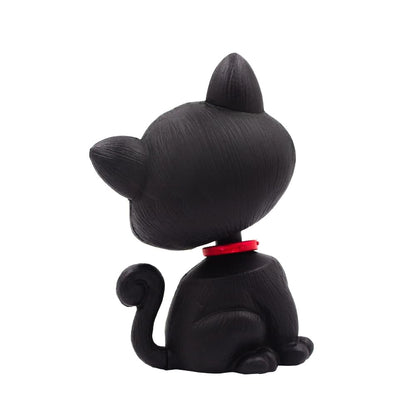 OTTAVO Cat Bobblehead, Dashboard Spring Doll Decoration, Cute Wobble Head Showpiece for Car, Office, Study Table, Black (Black)