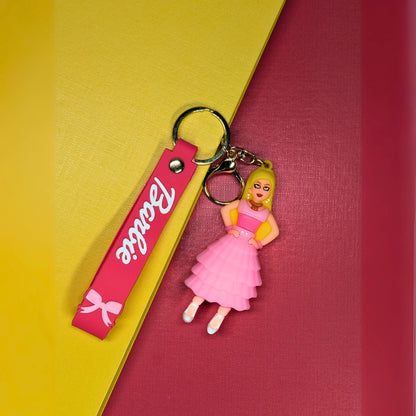 Ottavo Cute Cartoon 3D Silicone High -Quality PVC Material Keychain, Suitable for Boys and Girls(Barbie-1)