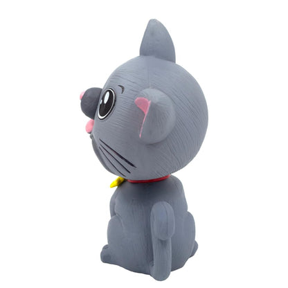 OTTAVO Cat Bobblehead, Dashboard Spring Doll Decoration, Cute Wobble Head Showpiece for Car, Office, Study Table, Black (Grey)
