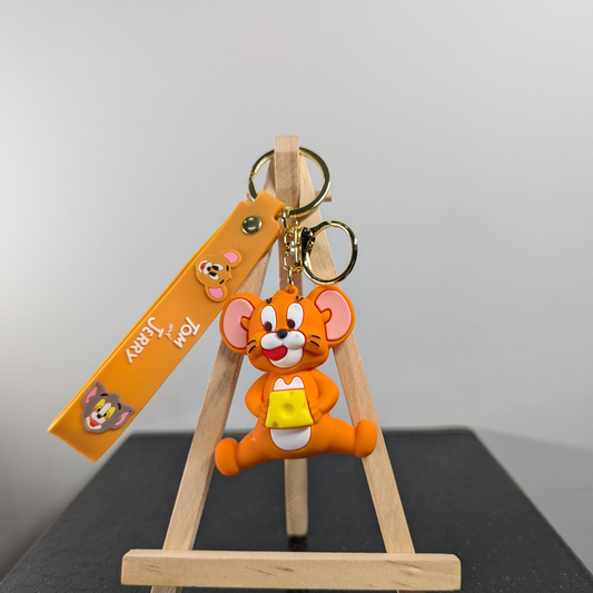 Ottavo Cute Cartoon 3D Silicone High -Quality PVC Material Keychain, Suitable for Boys and Girls(Jerry with chees)