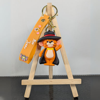 Ottavo Cute Cartoon 3D Silicone High -Quality PVC Material Keychain, Suitable for Boys and Girls(Jerry With Hat)