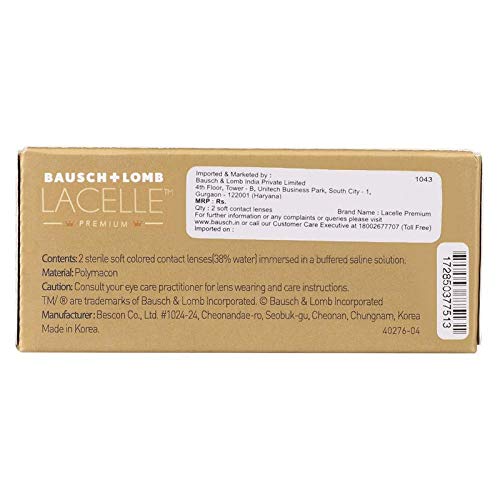 Bausch & Lomb Lacelle Premium Gray Monthly Disposable Contact Lens Zero Power (2 Lens Pack)