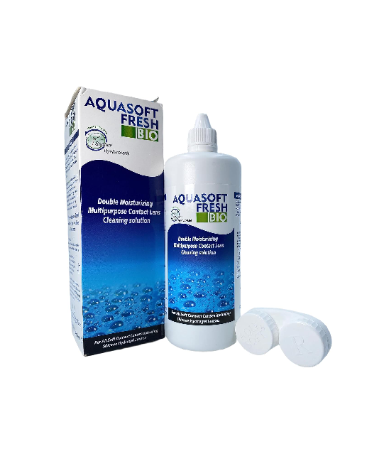 Aquasoft Fresh Bio Double Moisturizing Multipurpose Contact Lens Cleaning Solution (360ml)