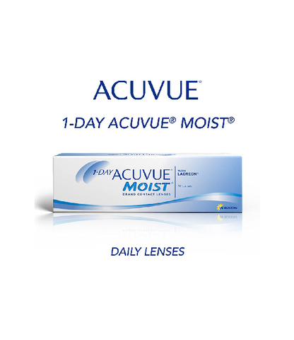 ACUVUE 1-DAY MOIST - Daily Disposable Contact lenses (Clear, Pack of 30 Lenses) | From Johnson&Johnson