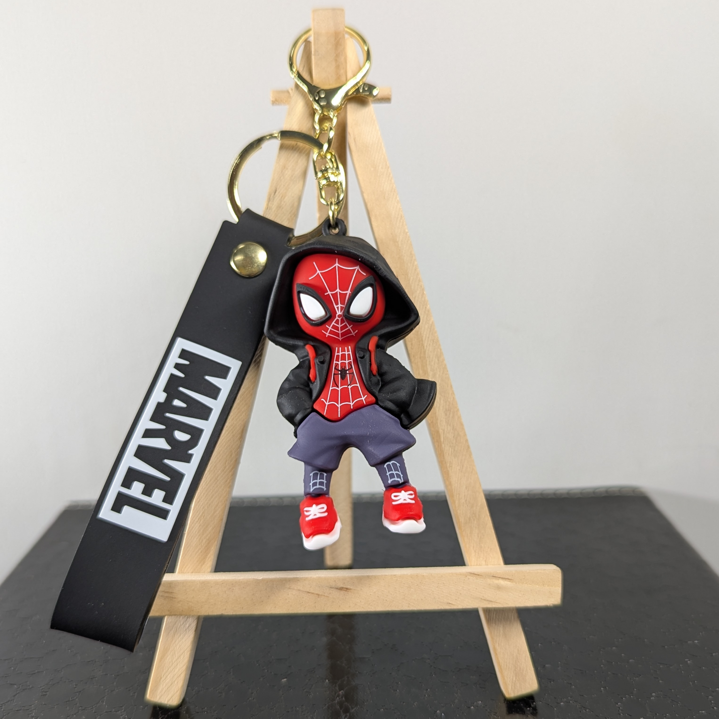 Ottavo Cute Cartoon 3D Silicone High -Quality PVC Material Keychain, Suitable for Boys and Girls(Spiderman Black Hood)