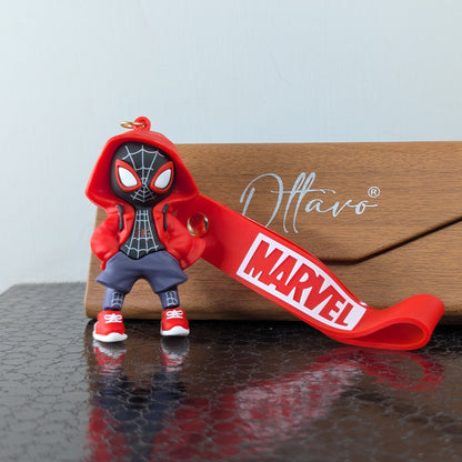 Ottavo Cute Cartoon 3D Silicone High -Quality PVC Material Keychain, Suitable for Boys and Girls(Spiderman Red Hood)