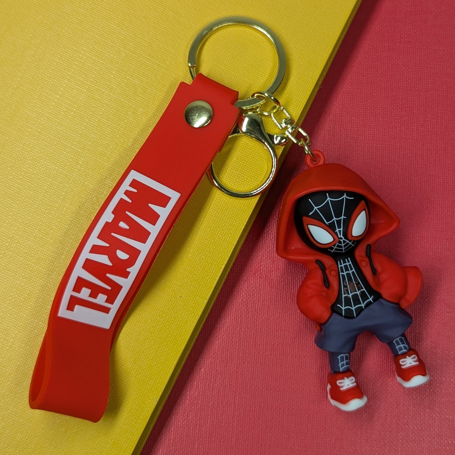 Ottavo Cute Cartoon 3D Silicone High -Quality PVC Material Keychain, Suitable for Boys and Girls(Spiderman Red Hood)