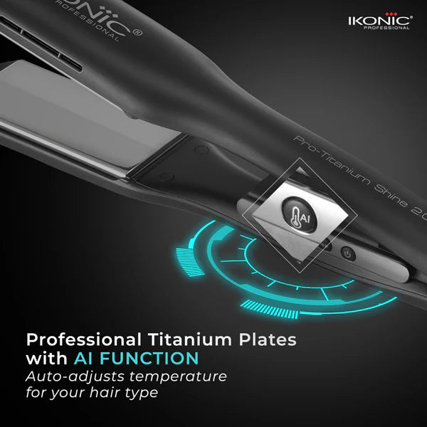 Ikonic Pro Titanium Shine 2.00 Hair Straightener Black with AI Technology