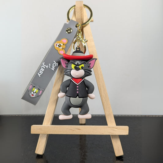 Ottavo Cute Cartoon 3D Silicone High -Quality PVC Material Keychain, Suitable for Boys and Girls(Tom with Hat)