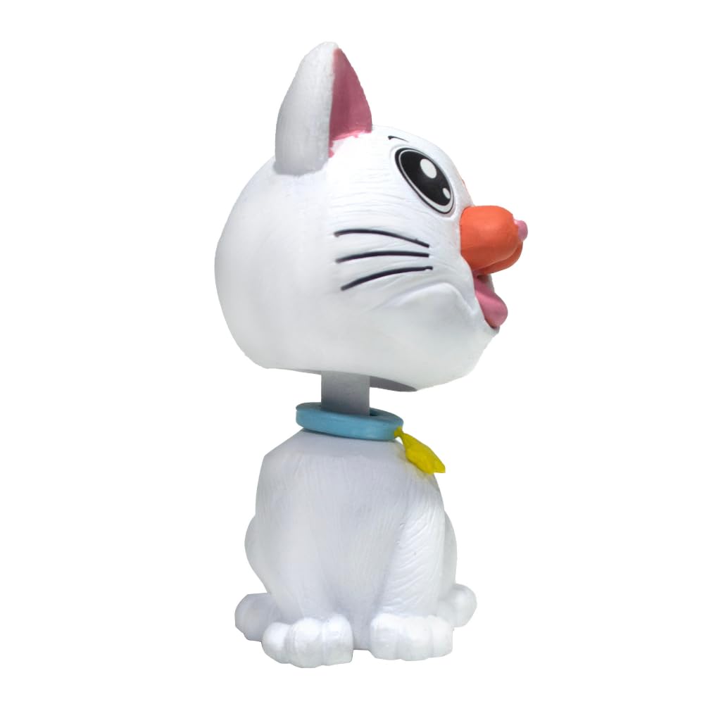 OTTAVO Cat Bobblehead, Dashboard Spring Doll Decoration, Cute Wobble Head Showpiece for Car, Office, Study Table, Black (White and Orange)