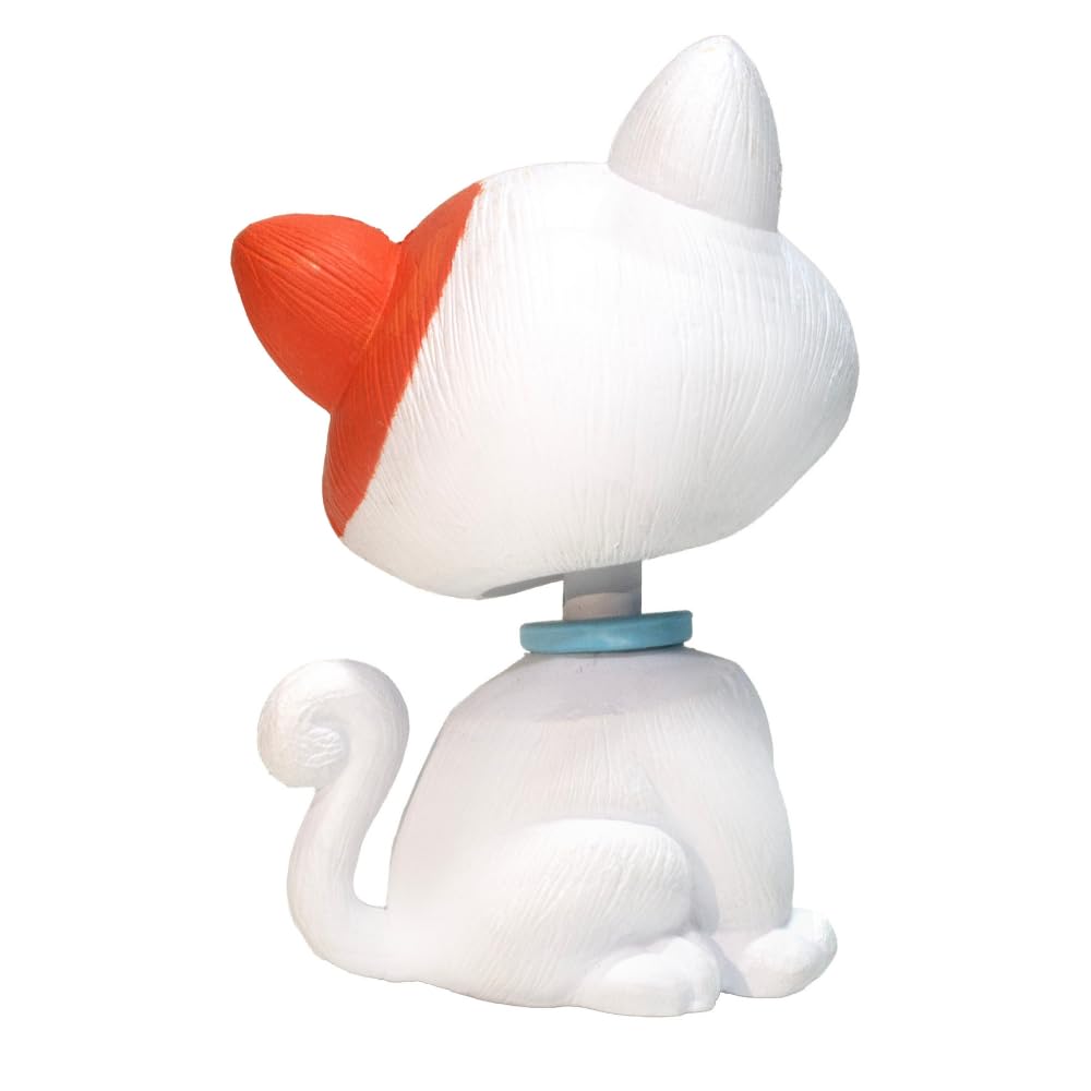 OTTAVO Cat Bobblehead, Dashboard Spring Doll Decoration, Cute Wobble Head Showpiece for Car, Office, Study Table, Black (White and Orange)