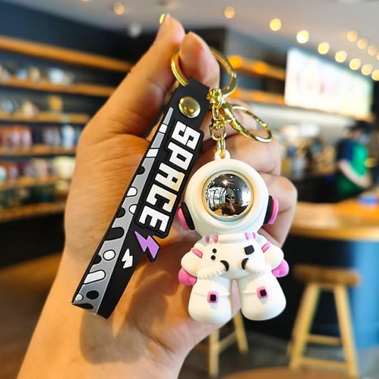 Ottavo Cute Cartoon 3D Silicone High -Quality PVC Material Keychain, Suitable for Boys and Girls(Spaceman Black)