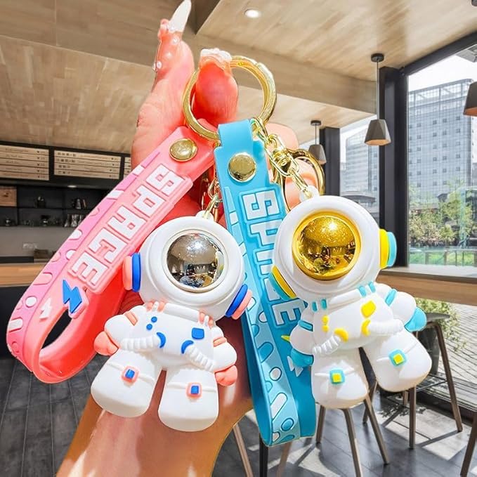 Ottavo Cute Cartoon 3D Silicone High -Quality PVC Material Keychain, Suitable for Boys and Girls(Spaceman Skyblue)