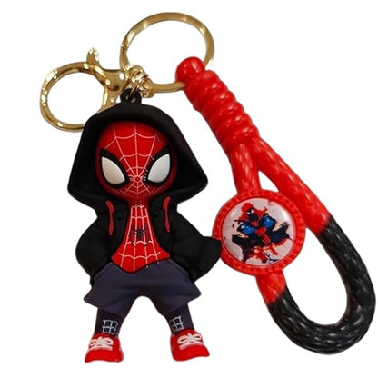 Ottavo Cute Cartoon 3D Silicone High -Quality PVC Material Keychain, Suitable for Boys and Girls(Spiderman Black Hoodi dori)