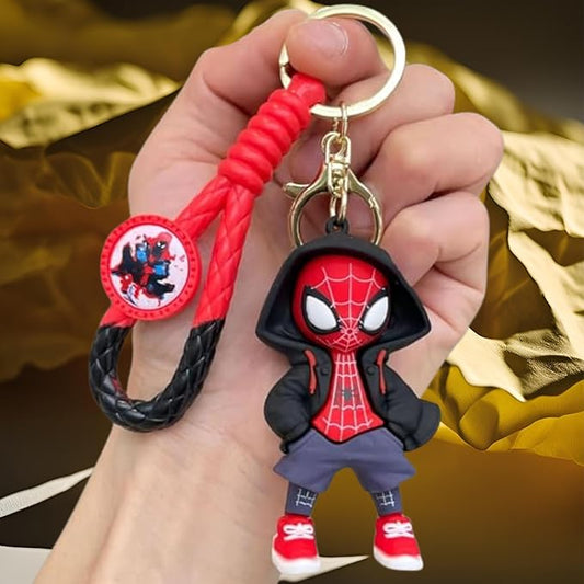 Ottavo Cute Cartoon 3D Silicone High -Quality PVC Material Keychain, Suitable for Boys and Girls(Spiderman Black Hoodi dori)