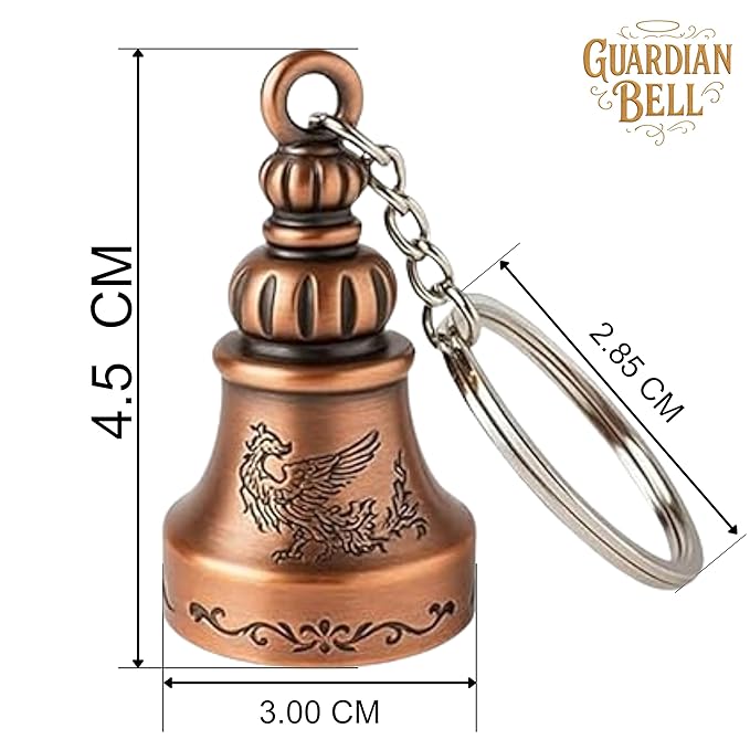 OTTAVO Guardian Bell Keychain, Oxidized Copper, Tibetan Style, 5 cm Height, Good Luck Charm(Antique Copper Style 2)