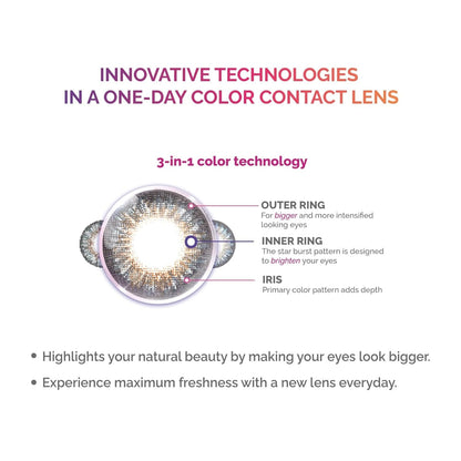 Alcon Freshlook Circle+Color - Daily Disposable Color Contact Lenses (Pack of 10Lens)